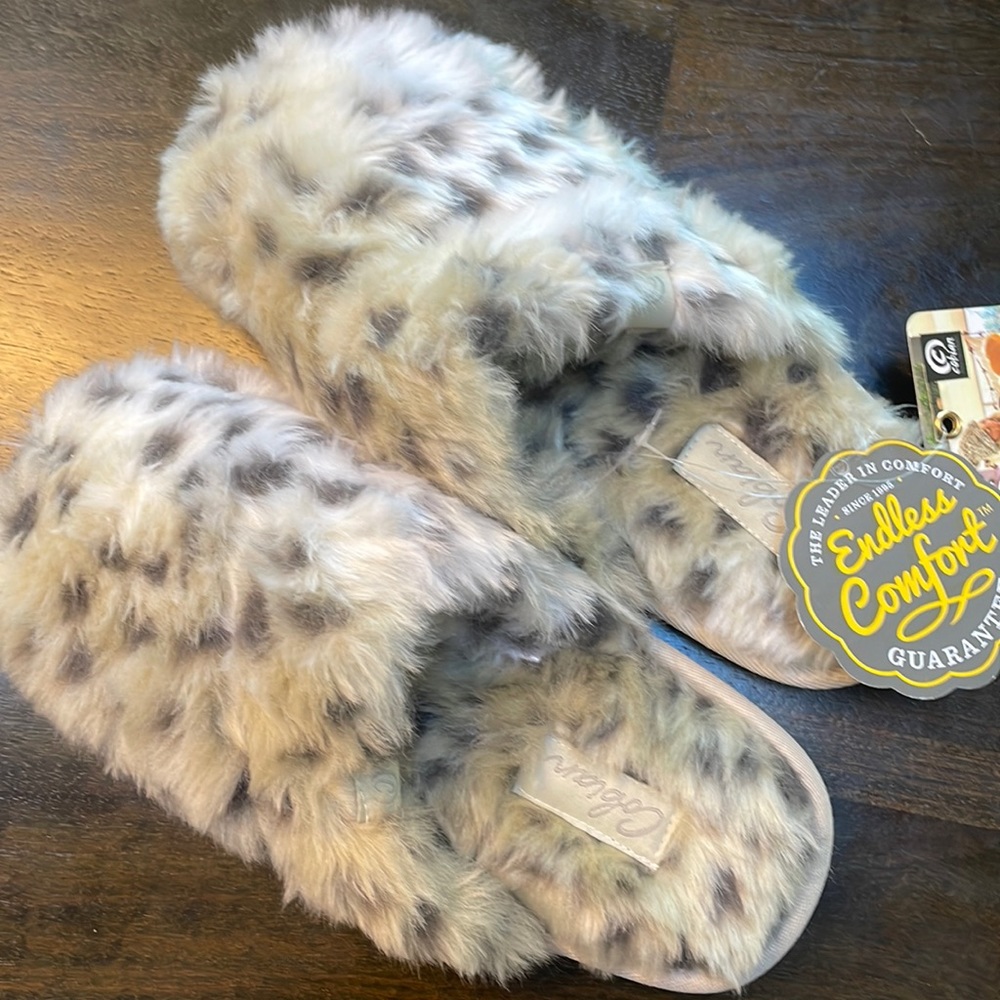 Cobian Minou Mule slippers- color is snow leopard